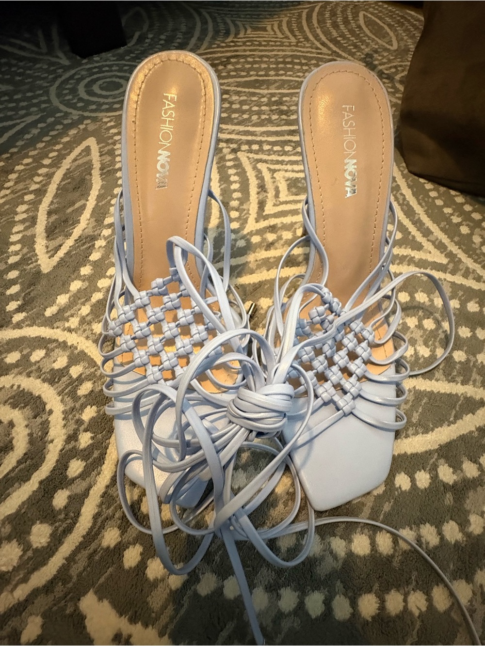 Fashion Nova Woven Lace-Up Heel